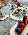 Timber Towns mega road car track set small world play trees buildings train tracks