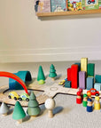 Timber towns Figure 8 car road track set with wooden toys construction