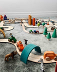 Timber Towns mega road car track set small world play trees buildings train tracks
