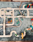 Timber Towns mega road car track set small world play trees buildings train tracks